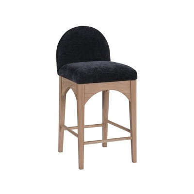 Meridian Furniture,Waldorf Black Chenille Fabric Stool