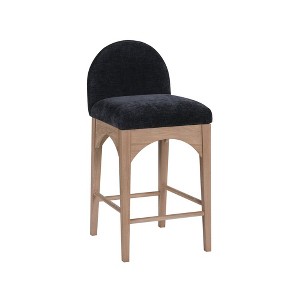 Meridian Furniture,Waldorf Black Chenille Fabric Stool - 1 of 4