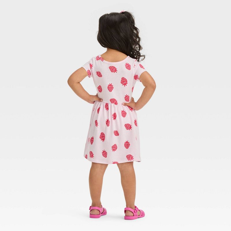 Toddler Girls' Strawberry Short Sleeve Dress - Cat & Jack™ Pink, 3 of 8