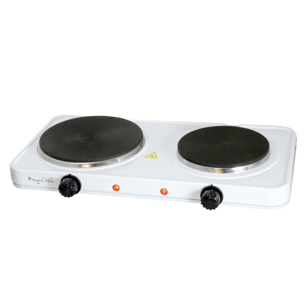 MegaChef Portable Dual Electric Cooktop - White