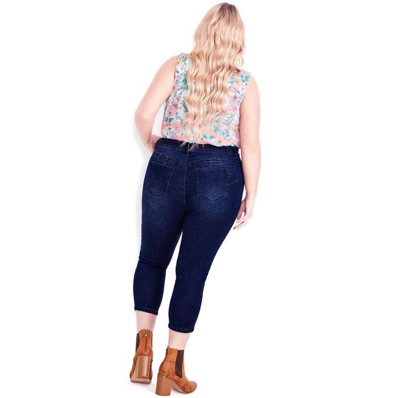 Women's Plus Size  Holly Crop Ripped Jean - dark wash | AVENUE., 2 of 4