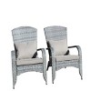 Outdoor Patio Arm Chair with Cushions Deep Seat Lounge Chair for Porch Deck or Garden Relaxation Brown Woven Backrest Design-Maison Boucle - 2 of 4