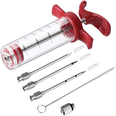 Meat Injector Syringe - 3 Marinade Injector Needles for BBQ Grill, Premium Portable Turkey Injector kit..