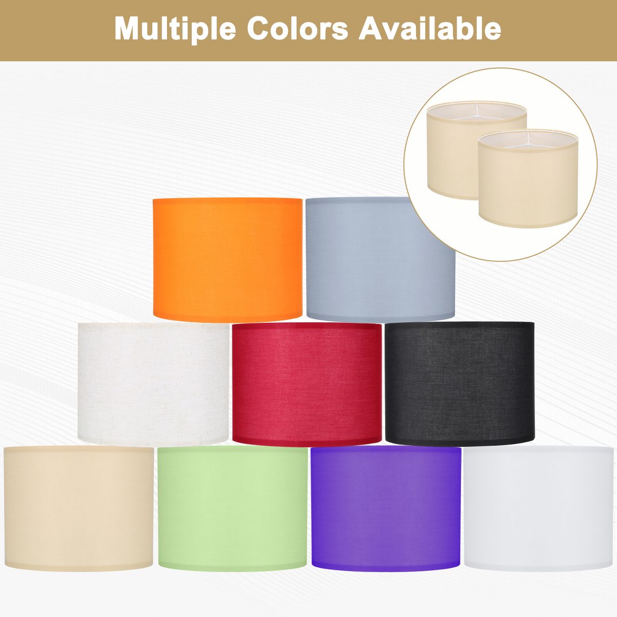 Unique Bargains Natural Polystyrene Drum Hard-back Lampshade 13" Top x 13" Bottom x 10" High 1 Pc - thumbnail 3
