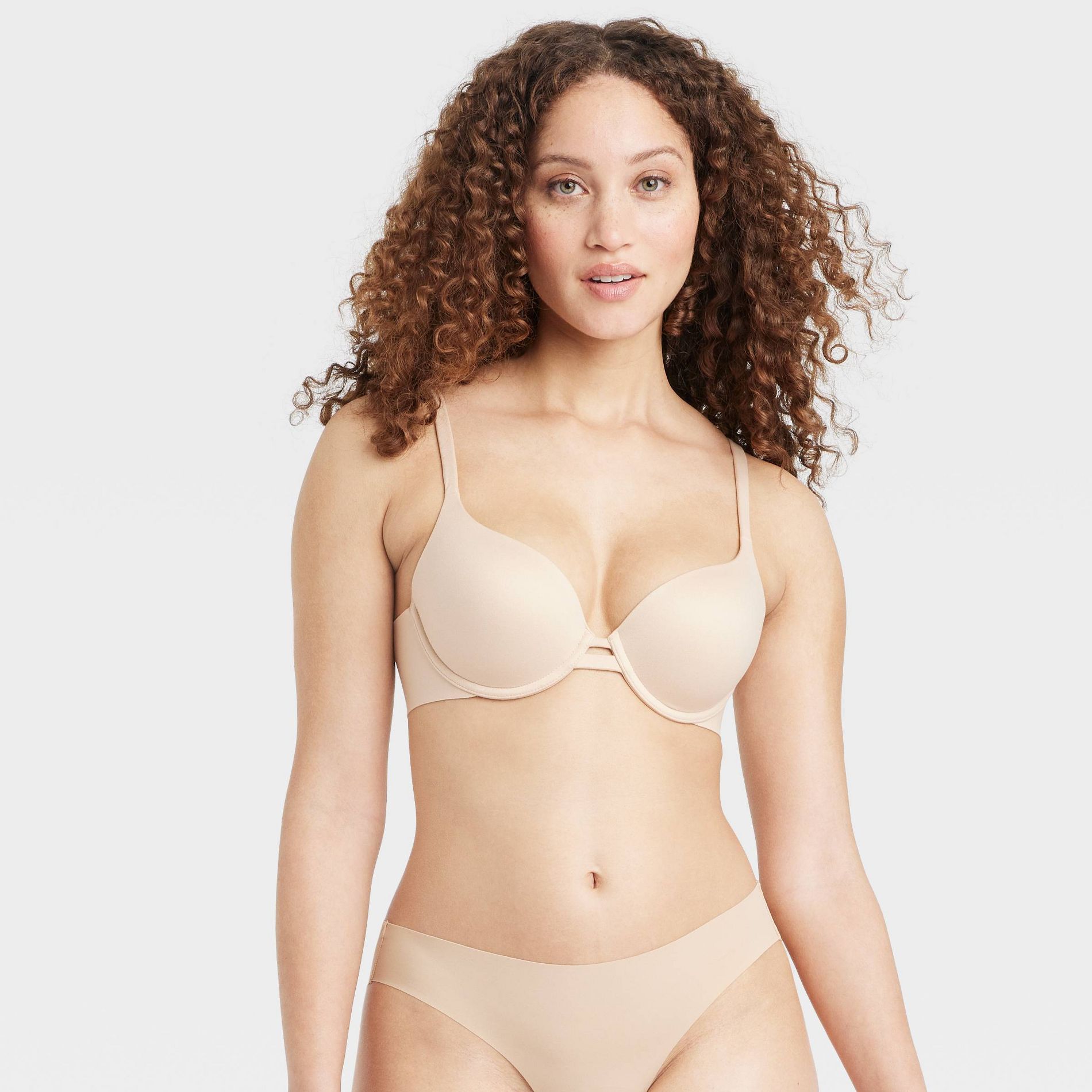 Women's Light Lift Plunge Bra - Auden™ Beige 34A: Solid Push Up, Back Hook Closure