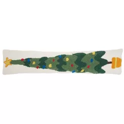 8"x36" Oversized Christmas Tree Holiday Lumbar Throw Pillow Ivory - Mina Victory