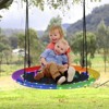 Tangkula 40" Flying Saucer Tree Swing 660 lbs Capacity Outdoor Swing with Multi-colored LED Lights - 3/8 Light Modes Hanging Round Swing Rainbow/Navy Blue - 3 of 4
