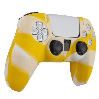 Insten Silicone Skin Cover Case Compatible with Sony PlayStation PS5 Controller, Camouflage Yellow White