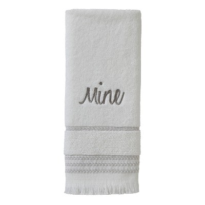 White Cotton Mine and Yours Embroidered Hand Towel Set