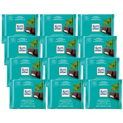 Ritter Sport Dark Chocolate with Peppermint Filling Bar - 12 bars, 3.5 oz each