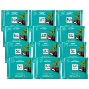 Ritter Sport Dark Chocolate with Peppermint Filling Bar - 12 bars, 3.5 oz each - 1 of 4