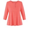 Collections Etc 3/4 Sleeve Scoop Neckline Knit Henley Top - 3 of 4
