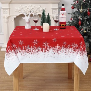 Classic Winter Snowflake Christmas Tablecloth,Winter Holiday Snowflake Print Xmas Easy Care Table Cloth Decoration Table Cover - 1 of 4