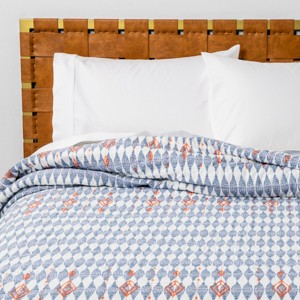 Twin/Twin Extra Long Diamond Embroidered Quilt Blue - Opalhouse