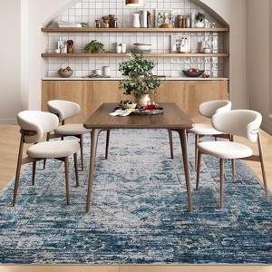 Area Rug, Washable Ombre Print Vintage Distressed Ultra-Thin Bedroom Living Room Accent Rug, Low Pile Non-Slip Area Rug for Dining Room Home - 1 of 4