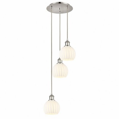 White Venetian - 3 Light Cord Hung Multi Pendant In Modern Style-12.25 Inches Tall and 12.5 Inches Wide