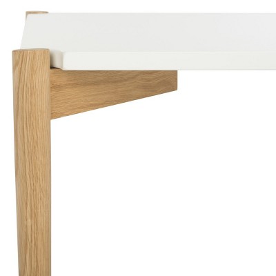 White and Natural Wood Rectangular Coffee Table
