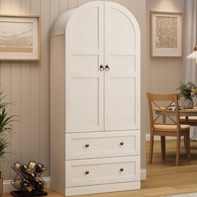 white with wood door