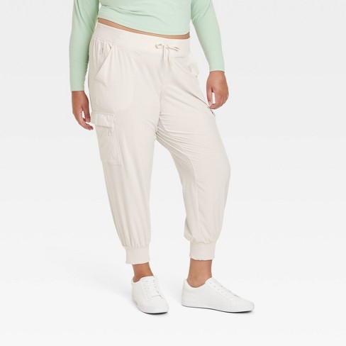 Women's Stretch Woven Cargo Pants 27 - All In Motion™ Light Beige 4x :  Target