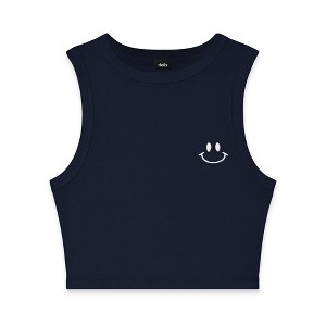 Dalix Smile Face Rib Crop Muscle Tank Cute Womens - 1 of 4