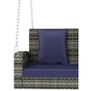 50"2-Person Wicker Hanging Porch Swing with Chains, Cushion, Pillow, Rattan Swing Bench - 4 of 4