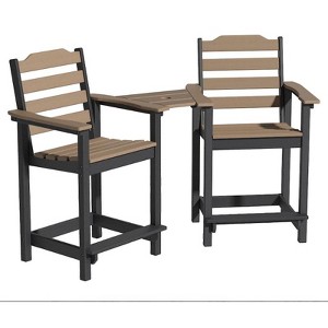 Decksplore 2-Pack HDPE Tall Back Chairs with Connecting Tray & Patio Footrest All-Weather Outdoor Use - 1 of 4