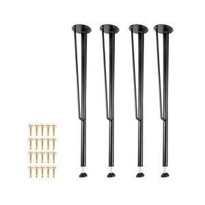VEVOR 28" Hairpin Desk Legs, 4-Pack, Durable 3-Rod Iron Bench Supports for DIY Tables, Includes Rubber Feet, Black - 1 of 4