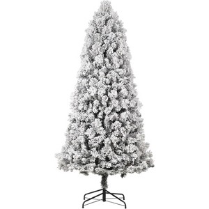 Homhougo 7.5ft Snow Flocked Artificial Christmas Tree with Metal Stand, Slim Hinged Tree for Living Room or Party Decor - 1 of 4