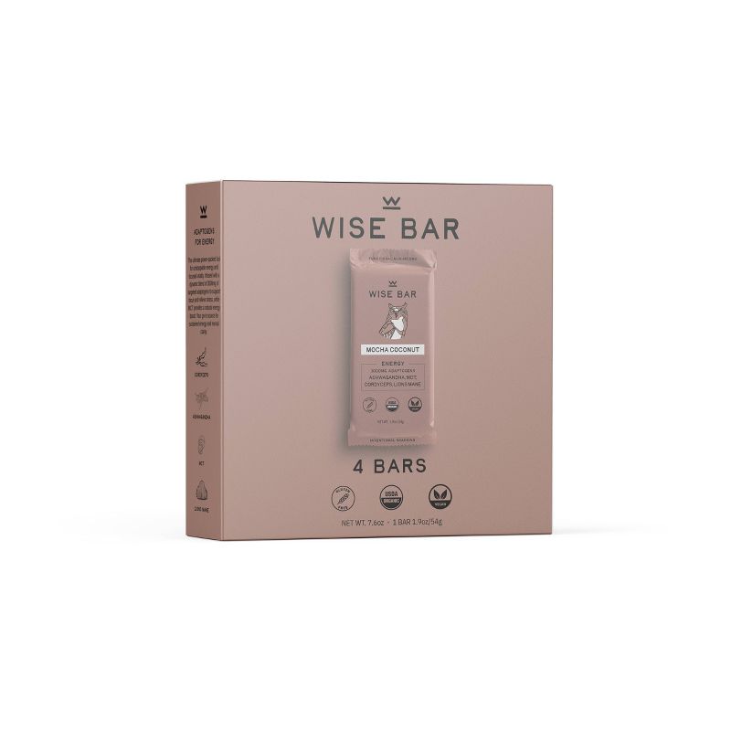 Wise Bar Adaptogen Energy Bar - Mocha Coconut - 4ct, 1 of 8