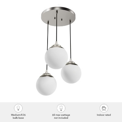 Hepburn Brushed Nickel 3-Light Globe Pendant with White Glass