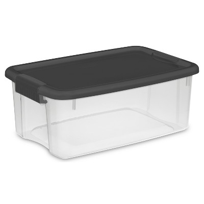 Sterilite 18qt Ultra Clear Latch Box Clear Base Flat Gray Lid And ...