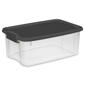 Sterilite 18qt Ultra Clear Latch Box Clear Base Flat Gray Lid and Latches - 1 of 4