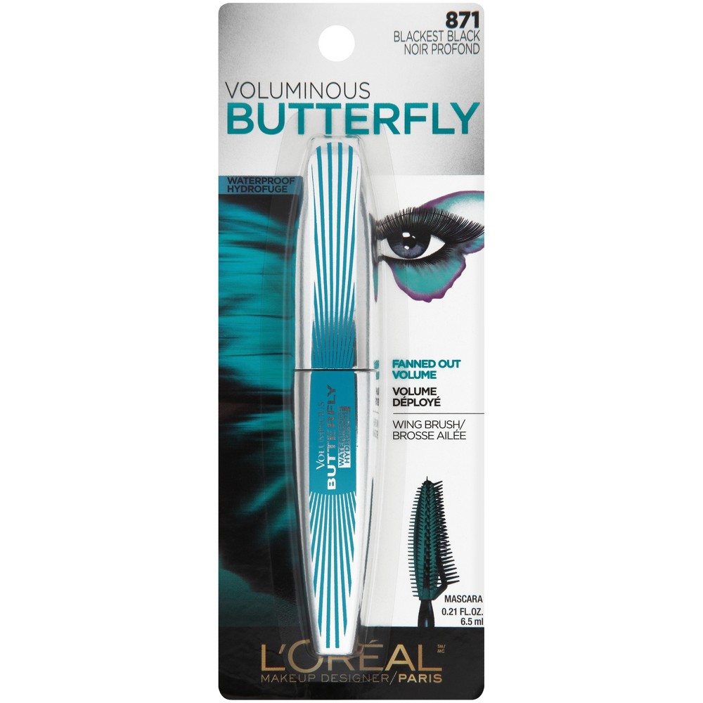 Photos - Mascara LOreal L'Oreal Paris Voluminous Butterfly Waterproof - 871 Blackest Black - 0.21 