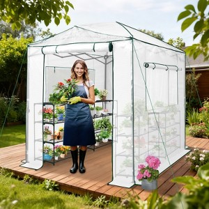 EAGLE PEAK 8'x6' Portable Walk-in Greenhouse with Zippered Doors and Windows - 1 of 4