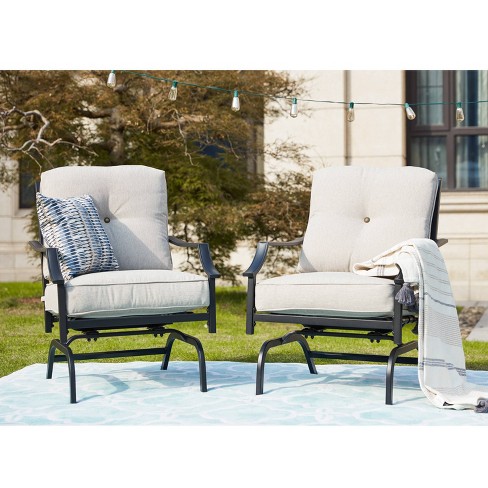 2pk Patio Chairs Steel Patio Seating Set Cream - Lokatse : Target