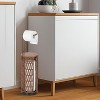 KTMBDW Freestanding Toilet Paper Holder with Storage – Holds 3 Spare Rolls, Easy Assembly, Rattan Finish, Space-Saving Bathroom Organize - 4 of 4