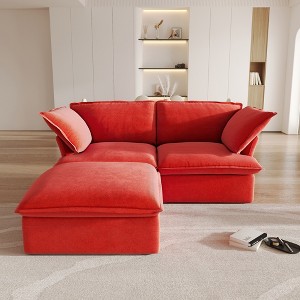 WJShome Sectional Couches for living room,L Shaped Cloud Modular Sectional Sofa with Storage Ottoman,Velvet Deep Couch,Cushion Covers Removable - 1 of 4