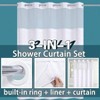 No Hook Shower Curtain with Snap Liner, Hotel Luxury White, 71Wx 74H, Waterproof, Washable - 3 of 4