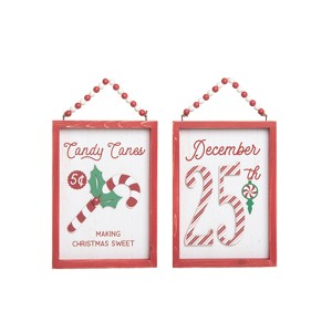 Transpac MDF Candy Cane Stripe Wall Decor Set of 2 Christmas Home Decorations - 1 of 3