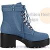 Perphy Women's Round Toe Platform Block Heels Combat Boots - 4 of 4