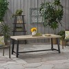 Outdoor Wooden Dining Table,8 Seat Acacia Wood Dining Table With Metal Frame,Rectangular Dining Table For Patio Kitchen Backyard-Coolbibila - 3 of 4