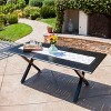 Exuma Rectangular Cast Aluminum Expandable Dining Table - Black - Christopher Knight Home: Weather-Resistant Patio Furniture with Umbrella Hole - 2 of 4