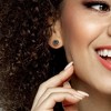 EVERLY JEWELRY | Men's 2-Tone Yellow and White Sterling Silver Square and Round Black Diamond Stud Earrings 2-Piece Set - 3 of 4