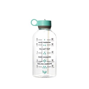 Byo 74 Oz Tritan Motivational Bottle with Straw (Mint), BPA-Free & Leakproof with Wide Mouth, Carry Handle Lid, Dishwasher Safe - 1 of 2