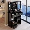 Okak 29.2" Small Left Drawer Vanity Desk Sliding Mirror + Stool, 3-Tier Storage, Minimalist Dressing Table for Bathroom/Dorm Rooms - 3 of 4