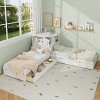 L-Shaped Combination Twin Size Bed Frame with Trundle & Drawer, 3-in-1 Low Corner Platform Bed Linked with Built-in Desk - ModernLuxe - 2 of 4