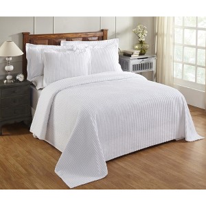 Full/Double Jullian Collection 100% Cotton Tufted Unique Luxurious Bold Stripes Design Bedspread White - Better Trends - 1 of 3