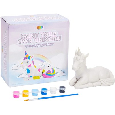 Bright Creations Paint Your Own Unicorn Kit for Kids, with Paint Pots, Brush and Ceramic Figurine