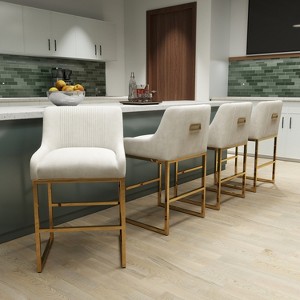 SEYNAR Modern Glam Velvet Golden Matel Frame Counter or High Bar Stools Set of 4,Beige,20.5''W*22''D*35.8''H - 1 of 4