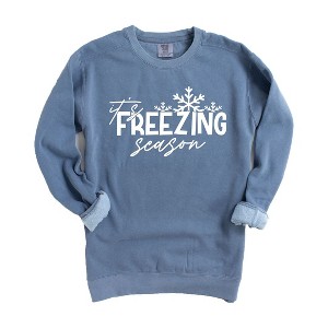 Simply Sage Market Women's Garment Dyed Graphic Sweatshirt It's Freezing Season - 1 of 3